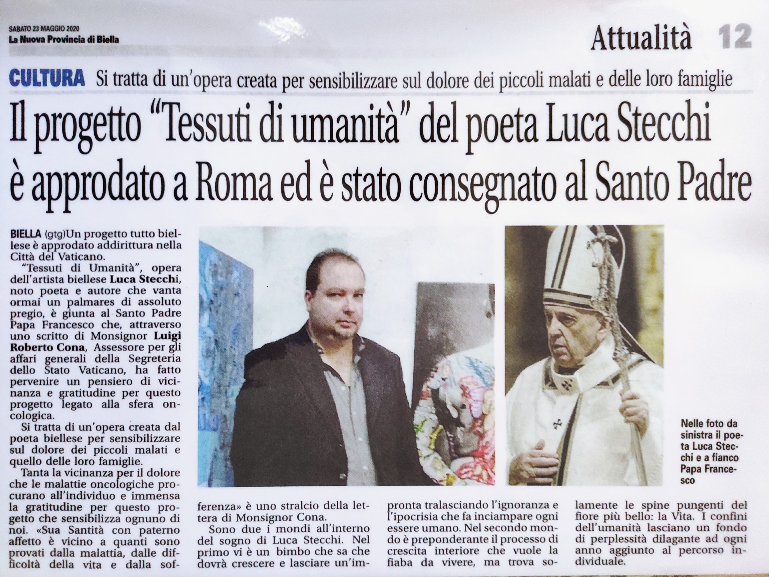 Luca Stecchi e la lettera di Papa Francesco